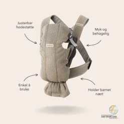 Babybjørn Bæresele Mini 3D Mesh, Gråbeige Outlet