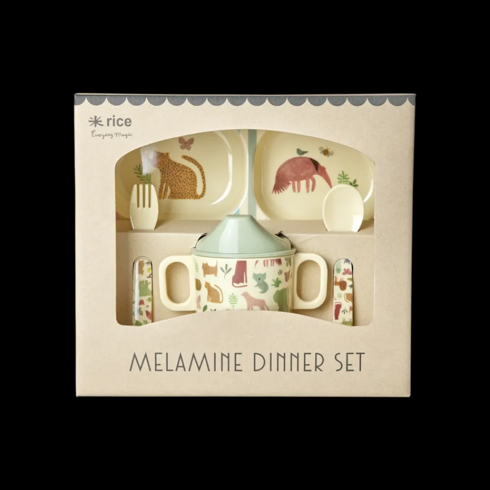 Rice Babyservise i gaveeske, Jungelmotiv, Hot