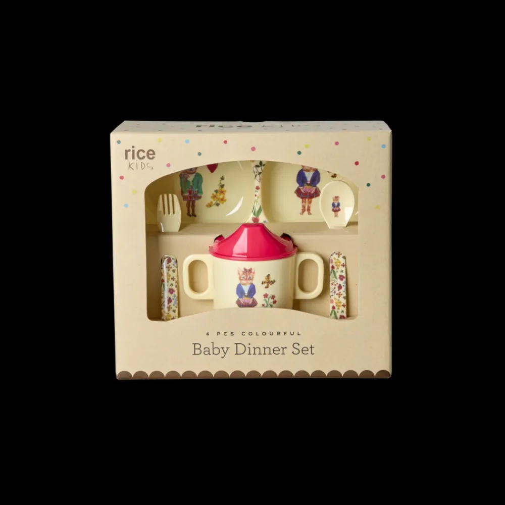 Rice Babyservise i gaveeske, Nathalie Lété-design, Krem, Clearance