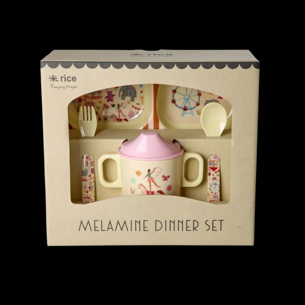 Rice Babyservise i gaveeske, Rosa karnevalmotiv, Clearance