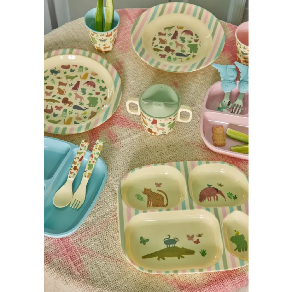 Rice Barnetallerken med 4 rom, Jungelmotiv, Hot