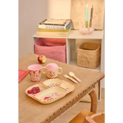 Rice Barnetallerken med 4 rom, Rosa karnevalmotiv, Best