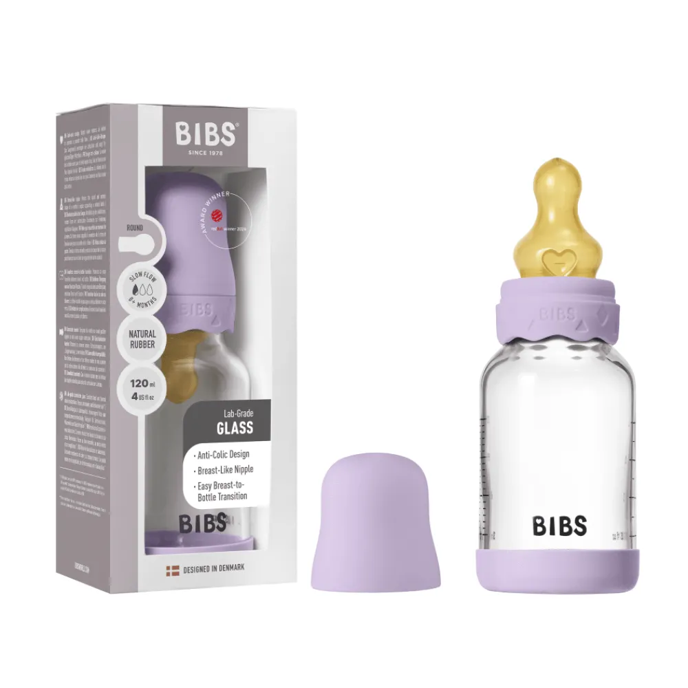 BIBS Glassflaske, Boheme, Latex, 120 ml Slow Flow, Violet Sky Best