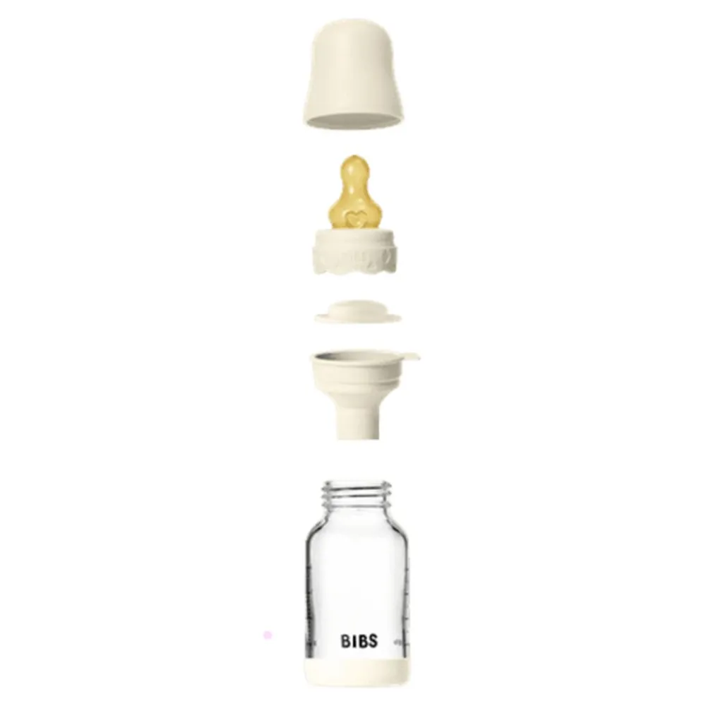 BIBS Glassflaske, Boheme, Latex, 120 ml, Slow Flow, Ivory Discount