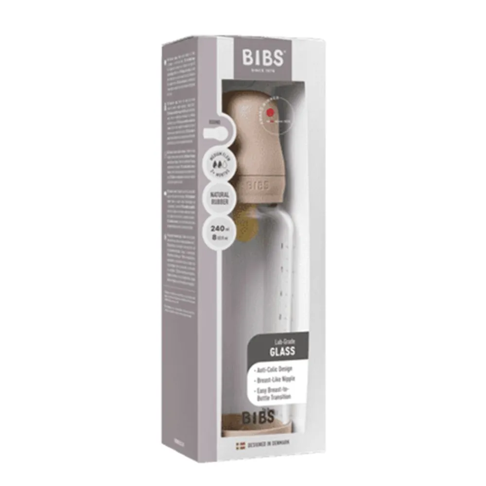 BIBS Glassflaske, Latex, 240 ml, Medium Flow, Blush Sale