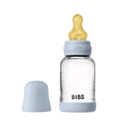 BIBS Glassflaske, Latex, 120 ml, Slow Flow, Baby Blue Discount