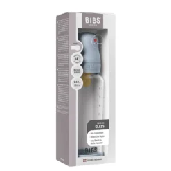 BIBS Glassflaske,  Latex, 240 ml, Medium Flow, Baby Blue Best