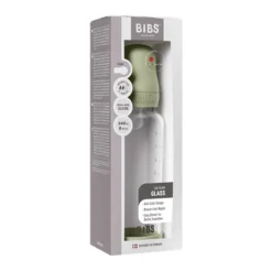 BIBS Glassflaske, Silikon, 240 ml, Medium Flow, Sage Clearance