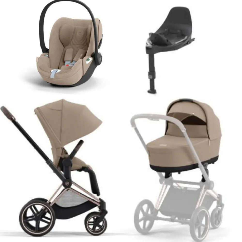 Cybex Priam, Rosegold, Cozy Beige + Cloud T, Cozy Beige og Base T, Pakketilbud Sale
