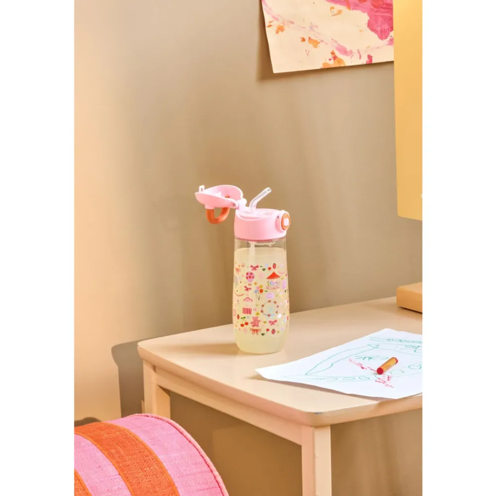 Rice Drikkeflaske 550 ml, Rosa karnevalmotiv, Sale