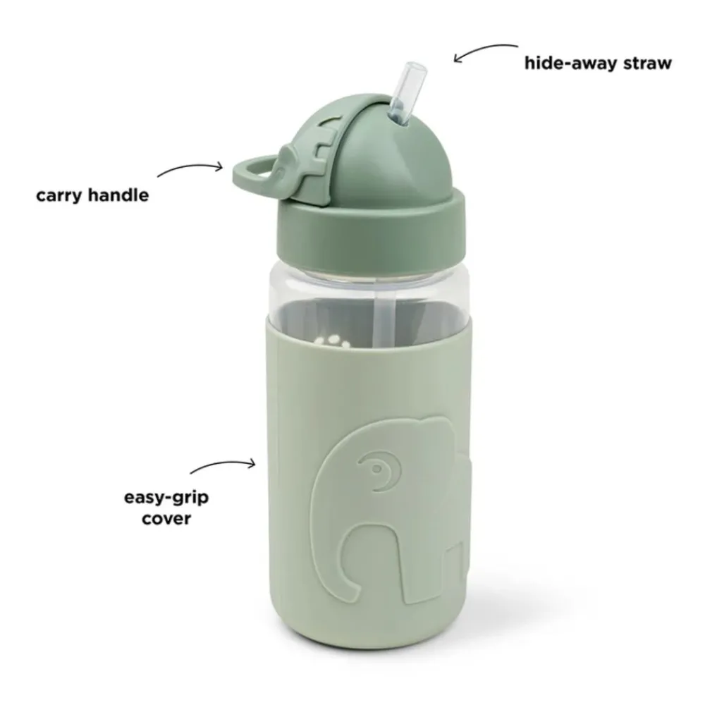 Done By Deer Drikkeflaske med sugerør 350 ml, , Easy-Grip, Elphee Green Discount