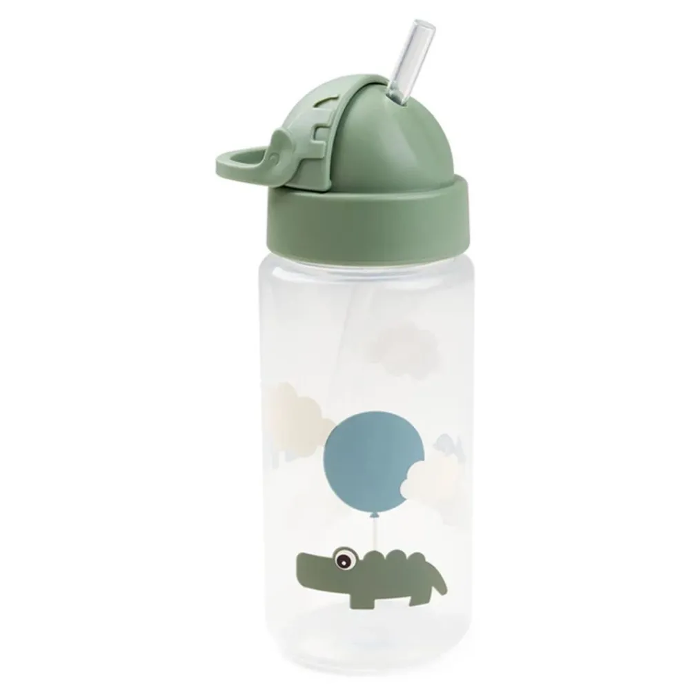 Done By Deer Drikkeflaske med sugerør 350 ml, , Happy Clouds Green