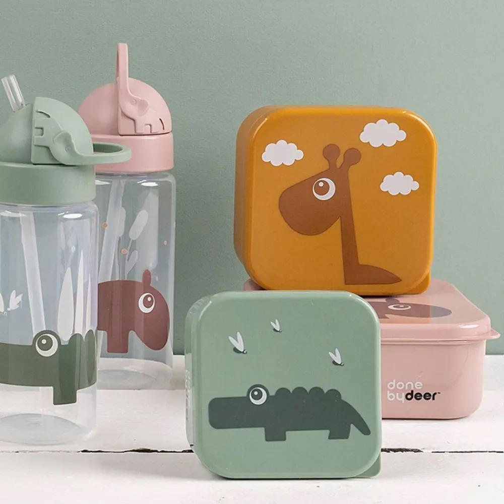 Done By Deer Drikkeflaske med sugerør 350 ml, , Happy Clouds Green