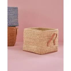 Rice Firkantet kurv  med skinnhåndtak, Naturfarge, New