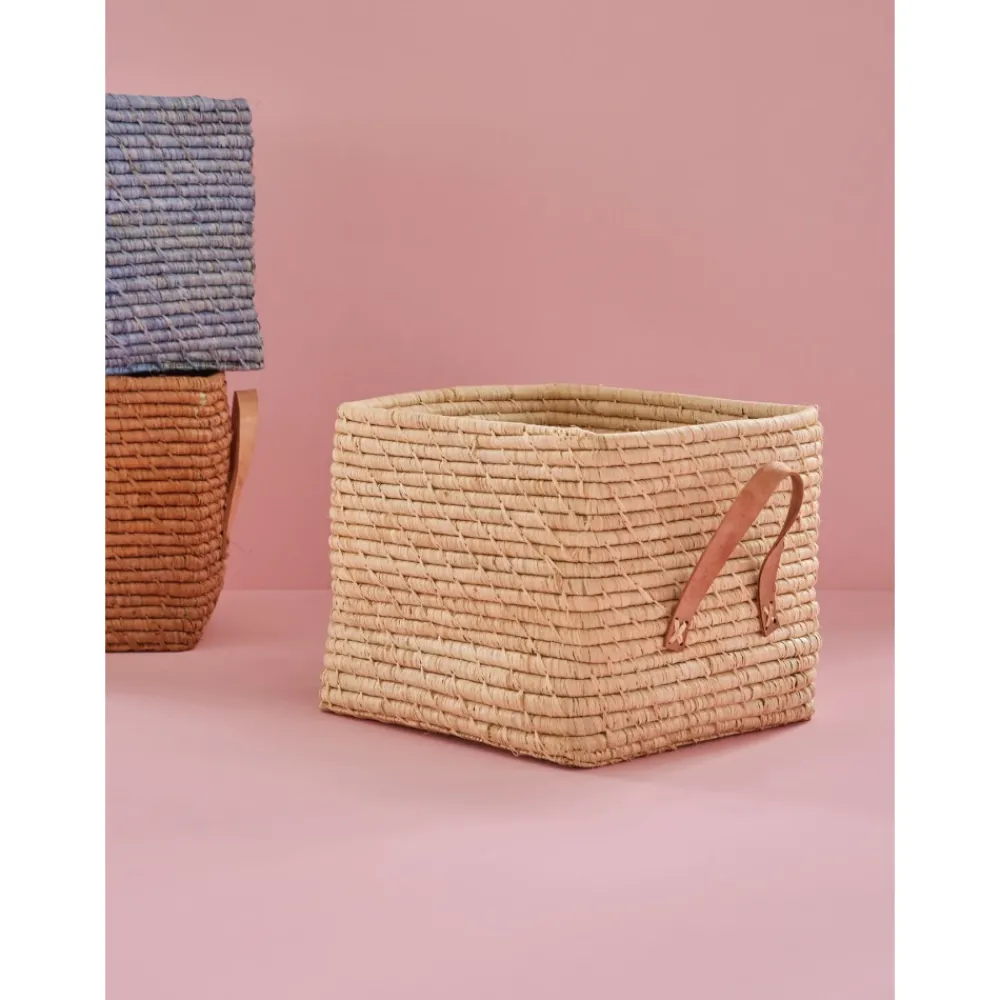Rice Firkantet kurv med skinnhåndtak, Naturfarge, New
