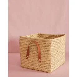 Rice Firkantet kurv med skinnhåndtak, Naturfarge, New