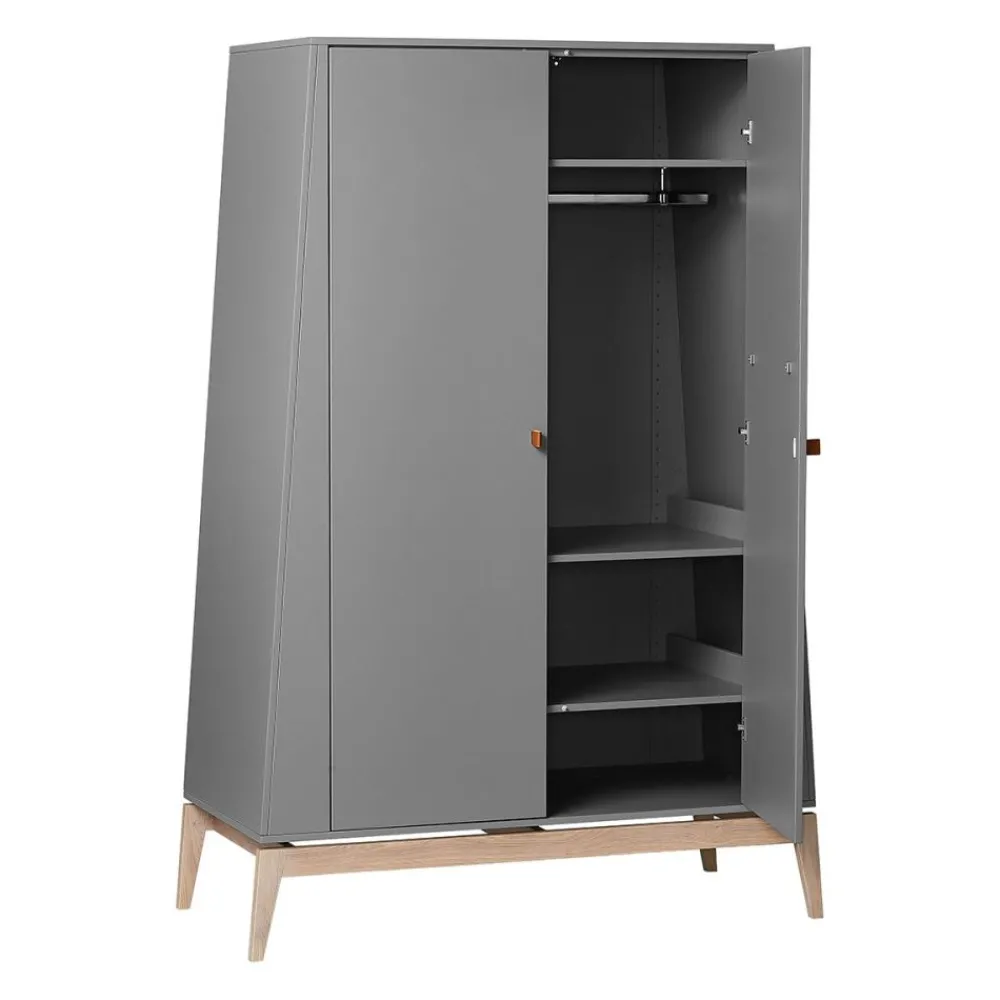 Leander Garderobeskap, Luna, Stor, Grå/Eik Discount