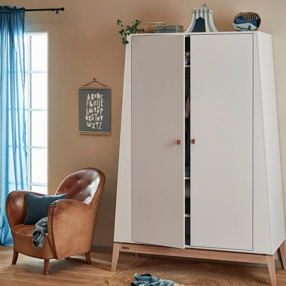 Leander Garderobeskap, Luna, Stor, Hvit/Eik New