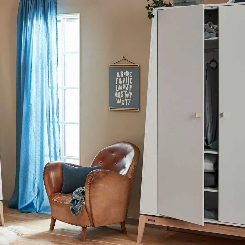 Leander Garderobeskap, Luna, Stor, Hvit/Eik New