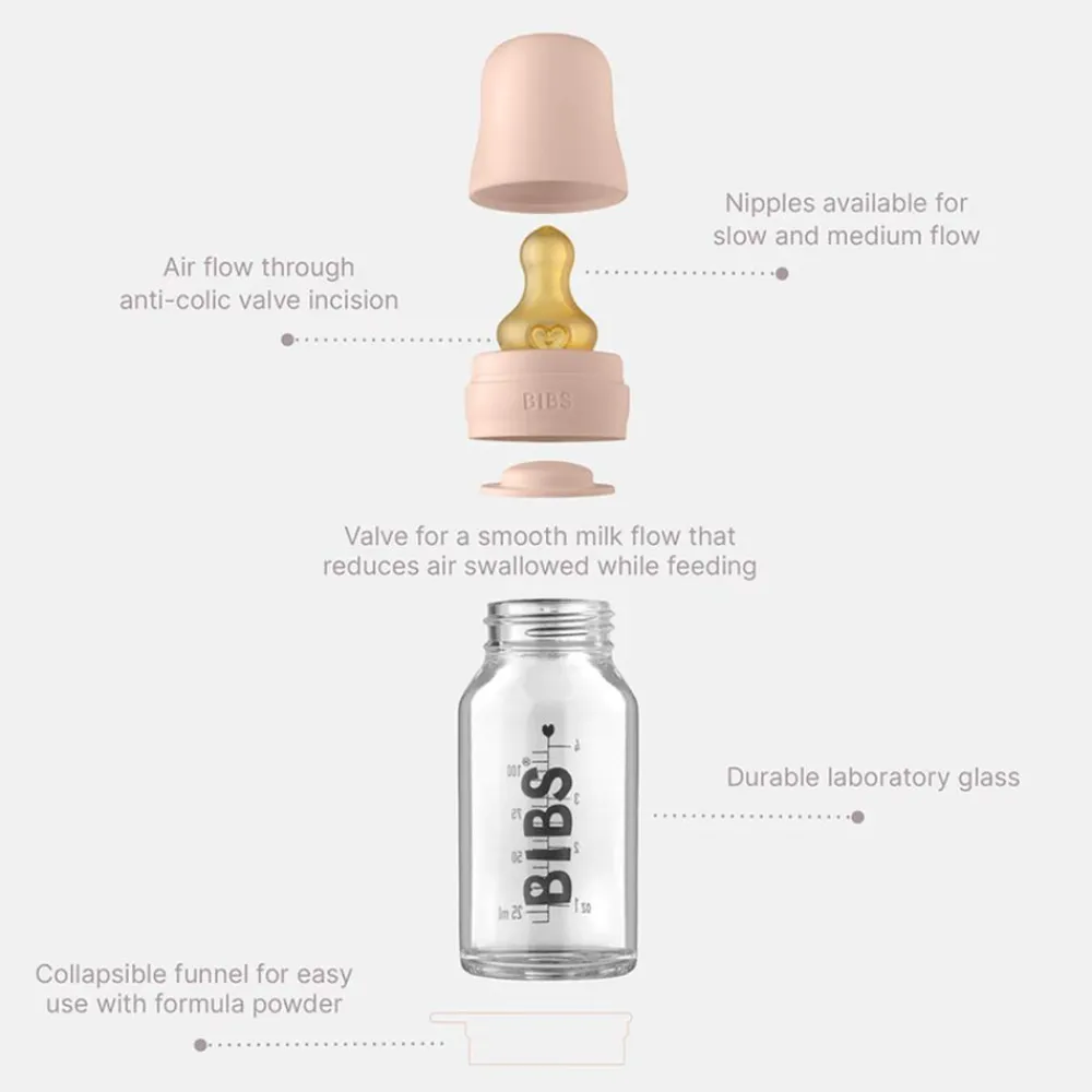 Bibs Glassflaske, , Latex, 110ml, Blush