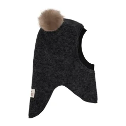 Huttelihut Balaclava Ull/Alpaca Pompoms, Dark Grey Melange New