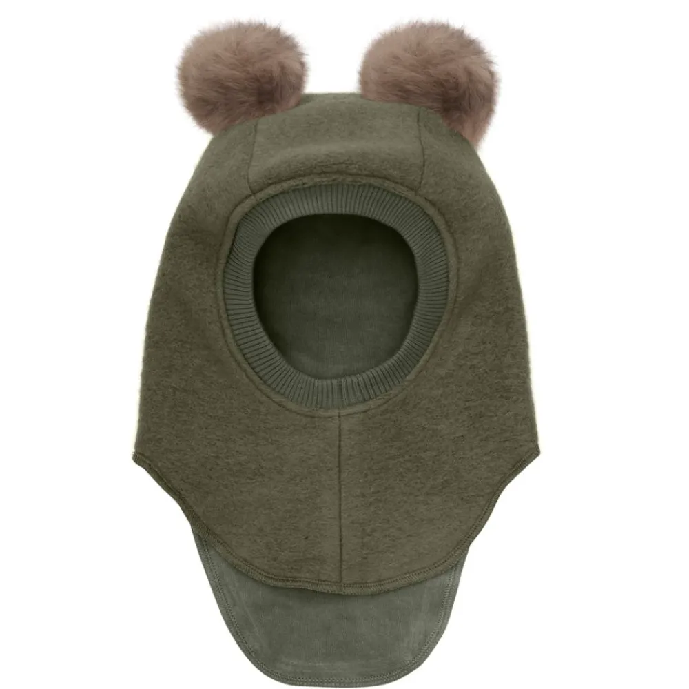 Huttelihut Balaclava Ull/Alpaca Pompoms,, Beetle