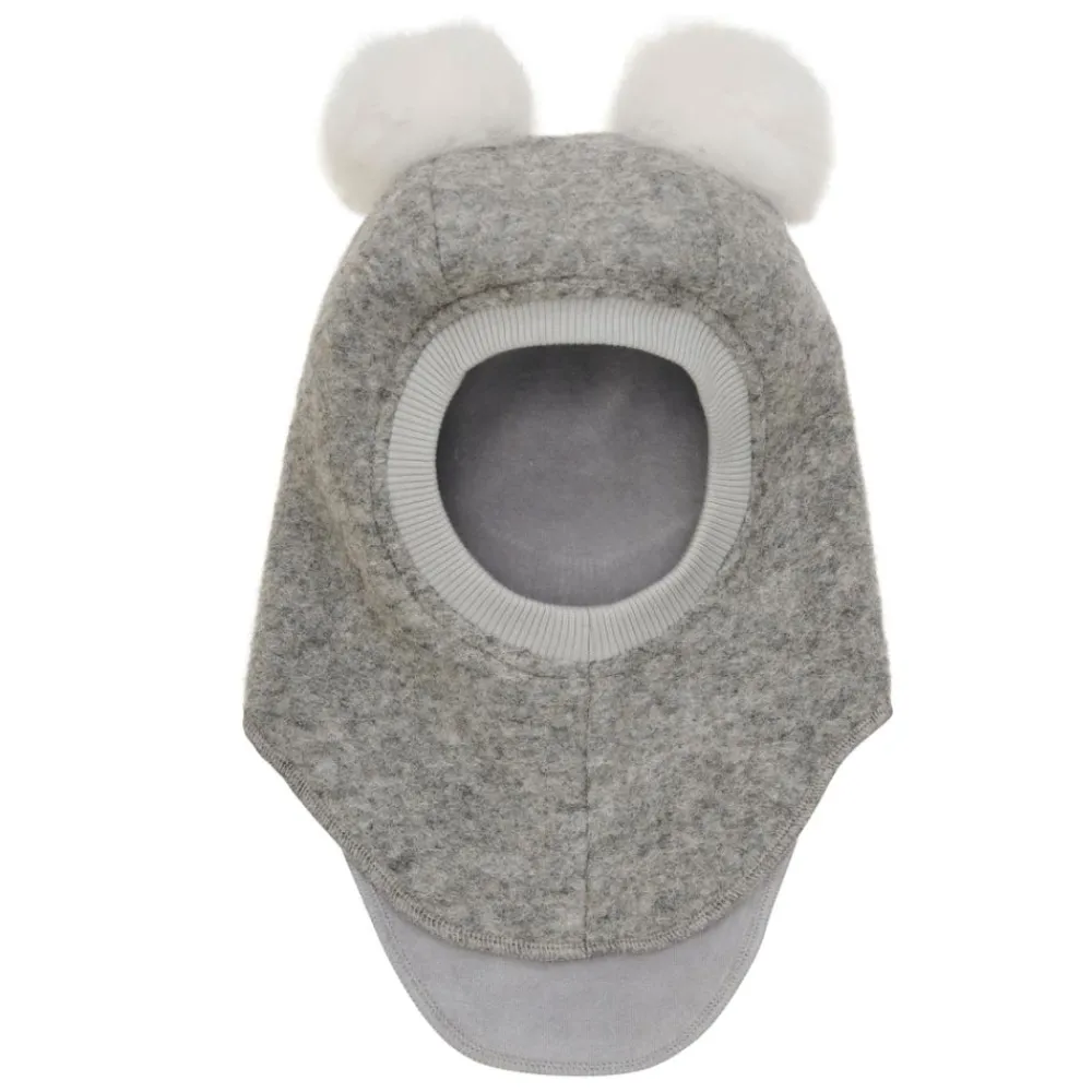 Huttelihut Balaclava Ull/Alpaca Pompoms,, Medium Grey Melange Clearance