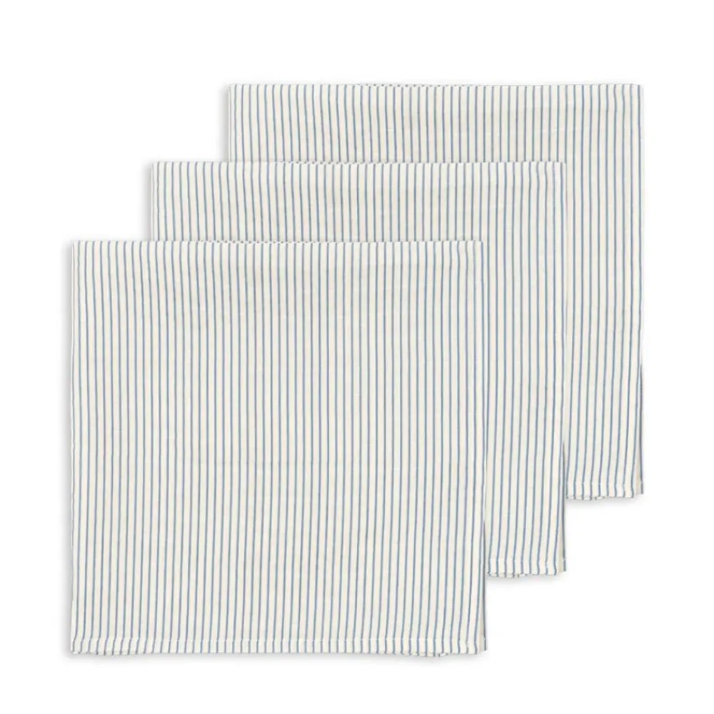 Konges Sløjd Muslin, 3pk, Striper Blå