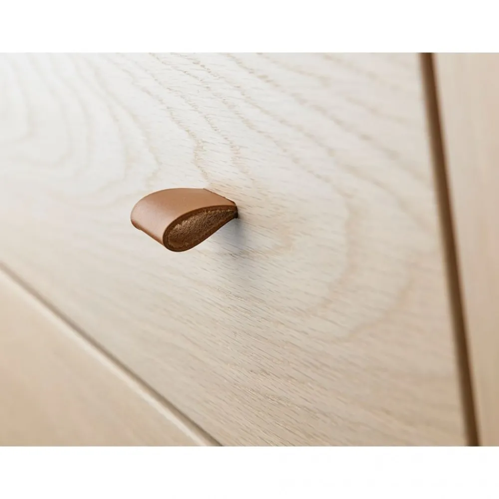 Leander , Håndtak I Lær- Luna Kommode 6 Stk. Natur New