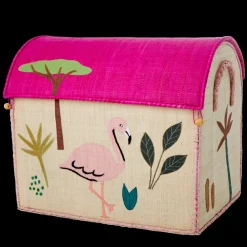 Rice Oppbevaringshus, Jungelmotiv i rosa (sett med 3), Online