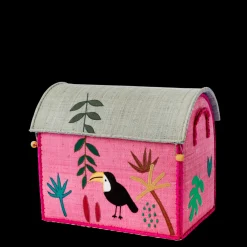 Rice Oppbevaringshus, Jungelmotiv i rosa (sett med 3), Online