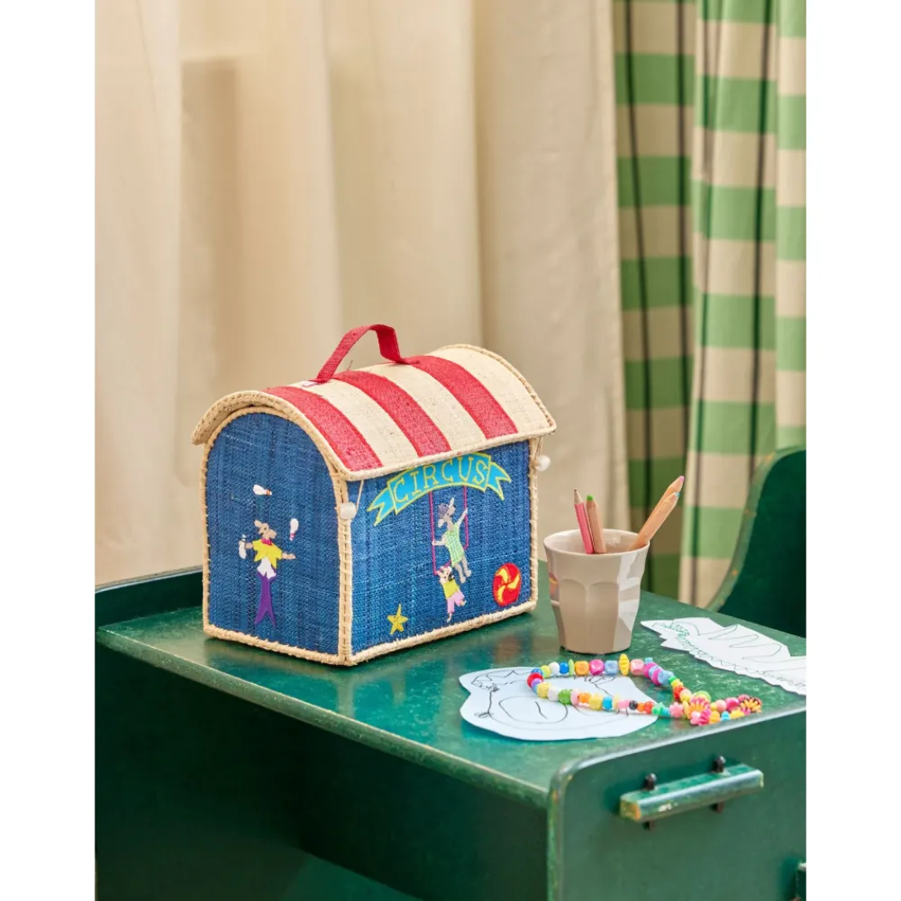 Rice Oppbevaringshus med sirkusmotiv i blå, Discount