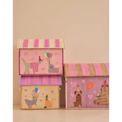 Rice Oppbevaringshus, Rosa dyrefest (sett med 3), Best