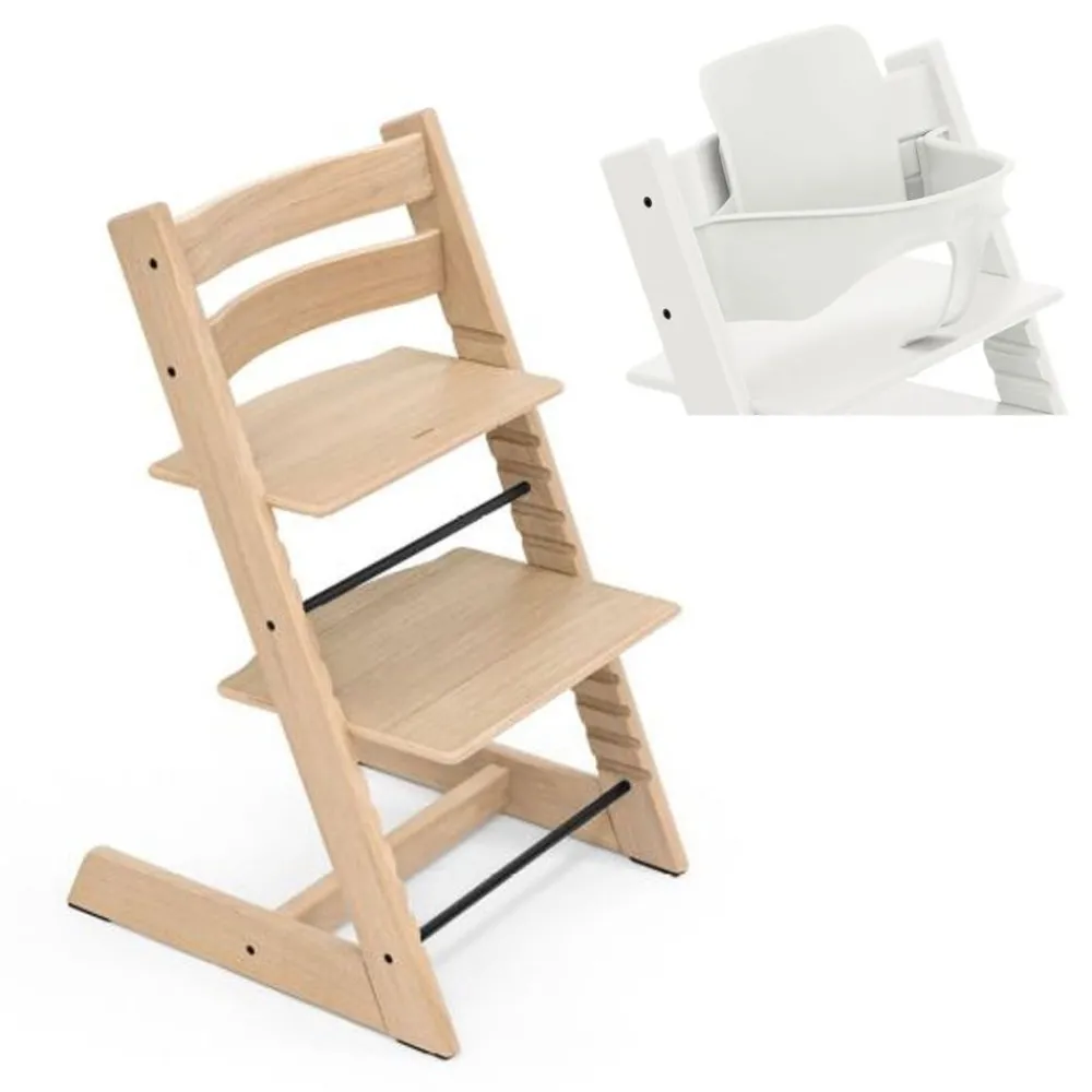 Stokke Pakketilbud, Tripp-Trapp, , Oak Natur + Baby Set, Hvit Hot