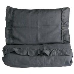 Sengesett, NG Baby, Lin Ruffle, Grafittgrey, 65x80/35x40cm Online