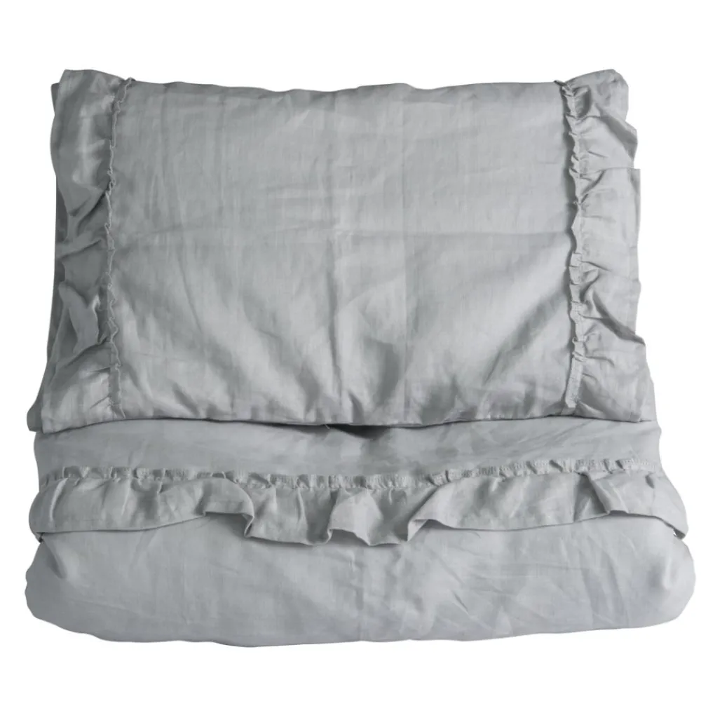 Sengesett, NG Baby, Lin Ruffle, Grey, 65x80/35x40cm Online
