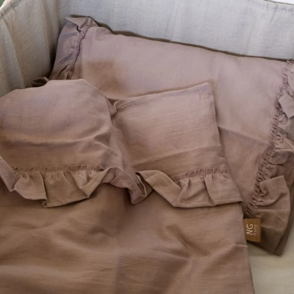 Sengesett, NG Baby, Lin Ruffle, Dusty Pink, 80x100/35x40cm Best