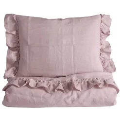 Sengesett, NG Baby, Lin Ruffle, Rosa, 80x100/35x40cm