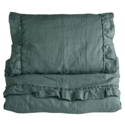 Sengesett, NG Baby, Lin Ruffle, Petrol Green, 65x80/35x40cm Discount