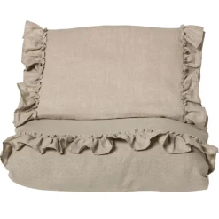 Sengesett, NG Baby, Lin Ruffle, Beige, 65x80/35x40cm New