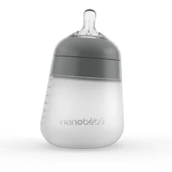 Silikontåteflaske (myk), Nanobébé, Flexy, Grå, 270 ml, 1pk