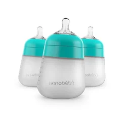 Silikontåteflaske (myk), Nanobébé, Flexy, Turkis, 270 ml, 3pk New