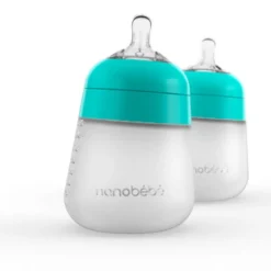 Silikontåteflaske (myk), Nanobébé, Flexy, Turkis, 270 ml, 2 pk Hot