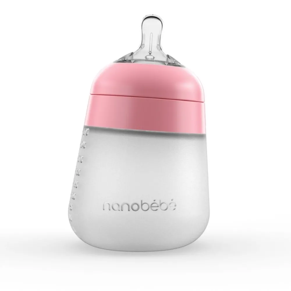Silikontåteflaske (myk), Nanobébé, Flexy, Rosa, 270 ml, 1pk Hot