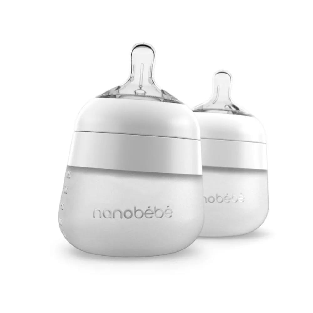 Silikontåteflaske (myk), Nanobébé, Flexy, Hvit, 150 ml, 2pk Best