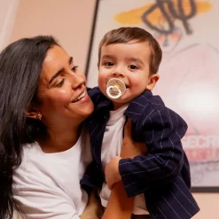 Bibs Smokk, , Latex, Size 2, Ivory Steel Blue Mix