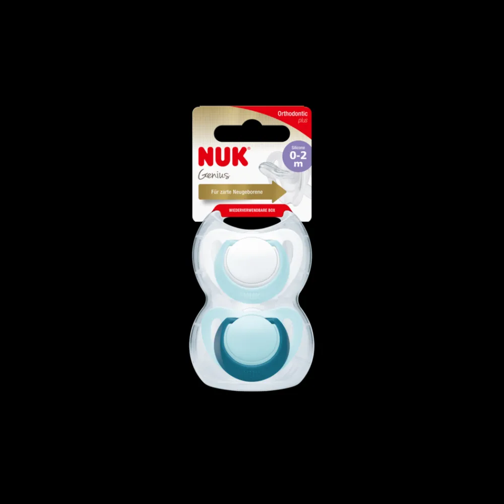 NUK Smokk, , Genius Silikon, Turkis/Hvit 0-2 mnd