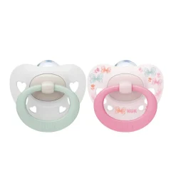 NUK Smokk, , Signature Silikon, Rosa/Grønn 6-18 mnd
