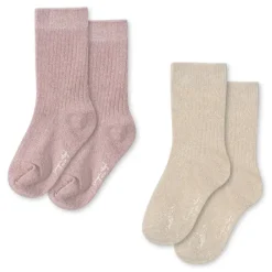 Konges Sløjd Sokker, , Ri,b 2pk, Glitter, Rose/offwhite Best