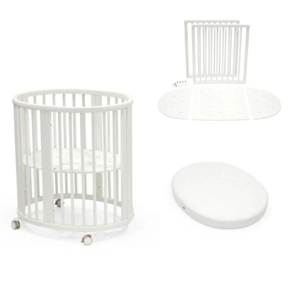 Stokke Mini V3, Hvit, inkl. bed extensions og madrass Hot